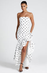 ANGELINA MAXI DRESS - BLACK POLKA DOT PRINT