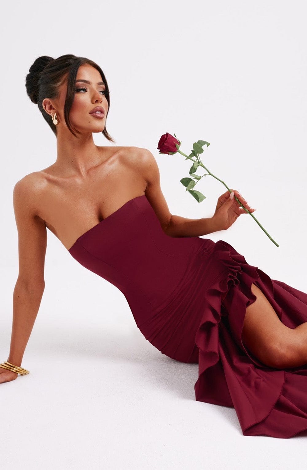 ANGELINA MAXI DRESS - BURGUNDY