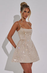 ANGELIQUE MINI DRESS - CHAMPAGNE