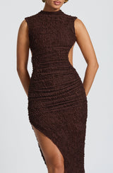APHRODITE MIDI DRESS - PLUM BROWN