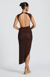 APHRODITE MIDI DRESS - PLUM BROWN
