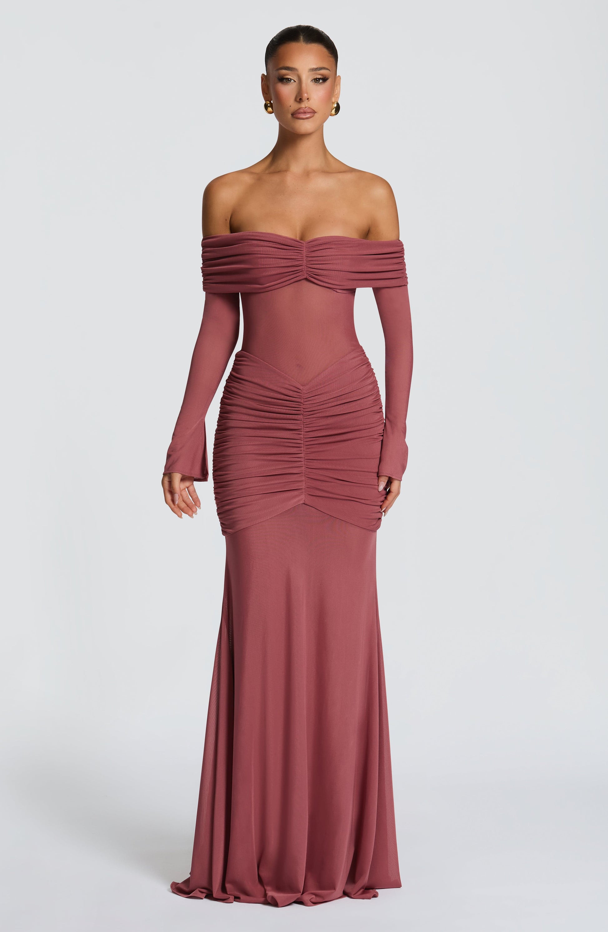 ARLENA MAXI DRESS - ROSE BROWN