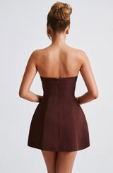 ASHA MINI DRESS - BROWN