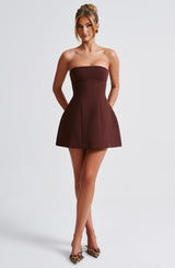 ASHA MINI DRESS - BROWN