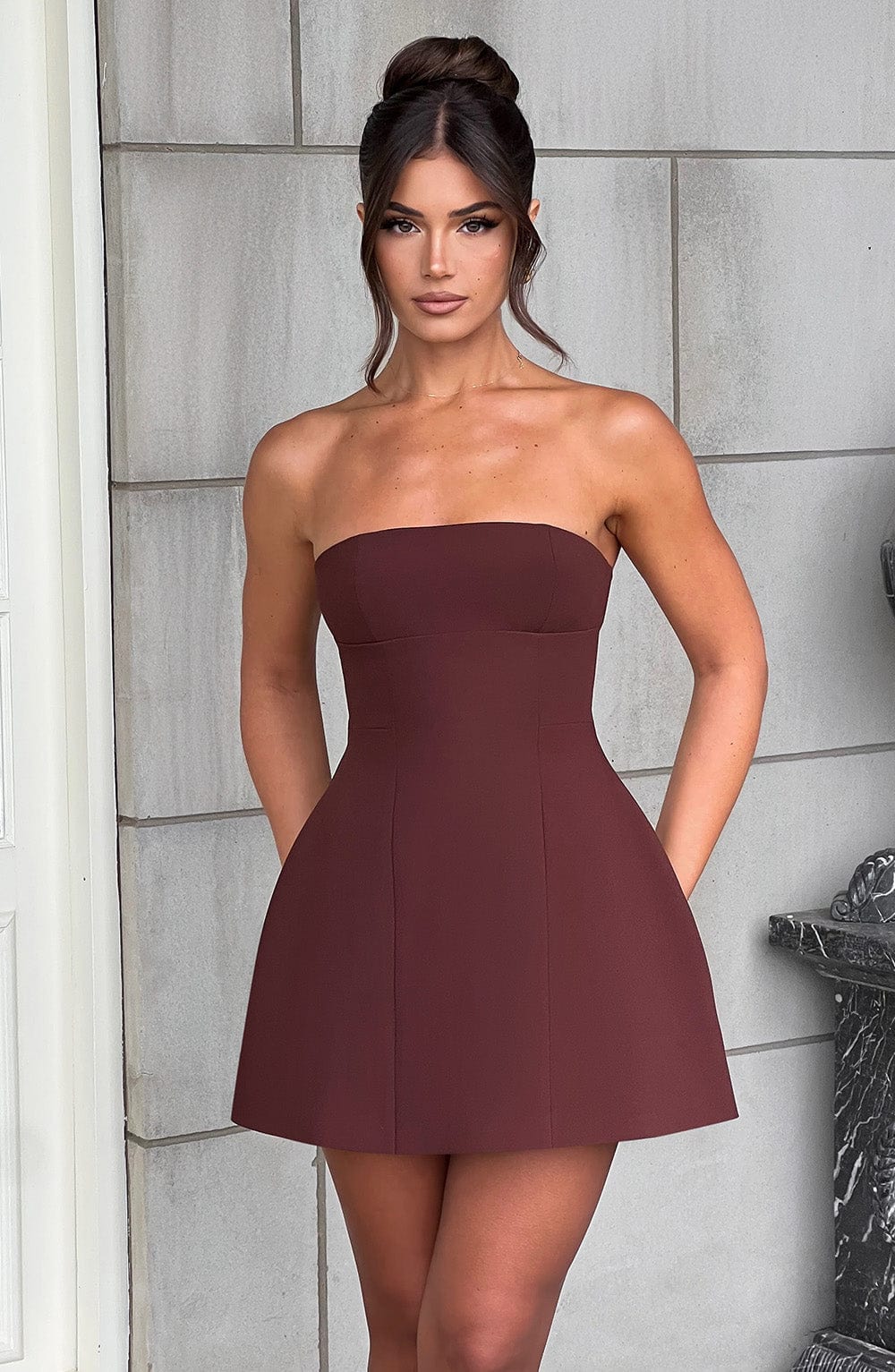 ASHA MINI DRESS - BROWN