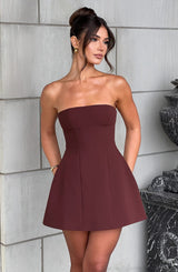 ASHA MINI DRESS - BROWN