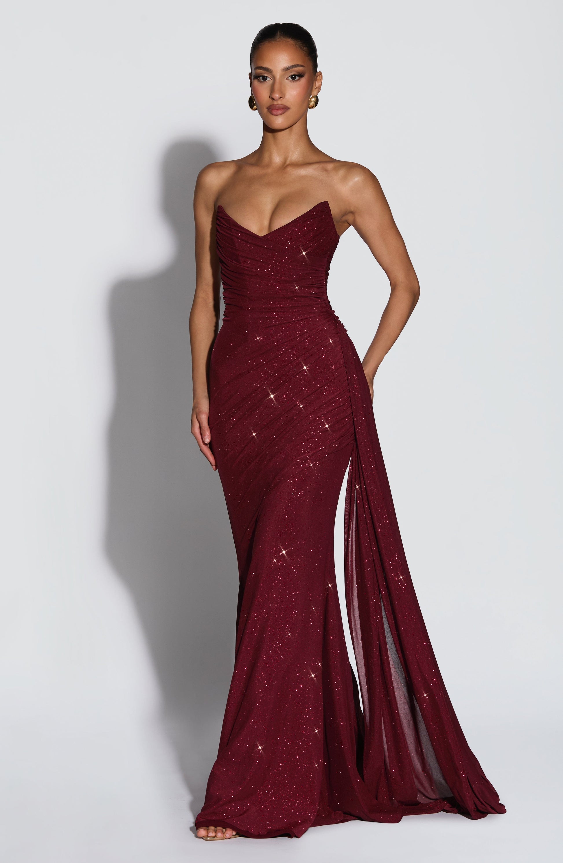 ASHIKA MAXI DRESS - WINE SPARKLE