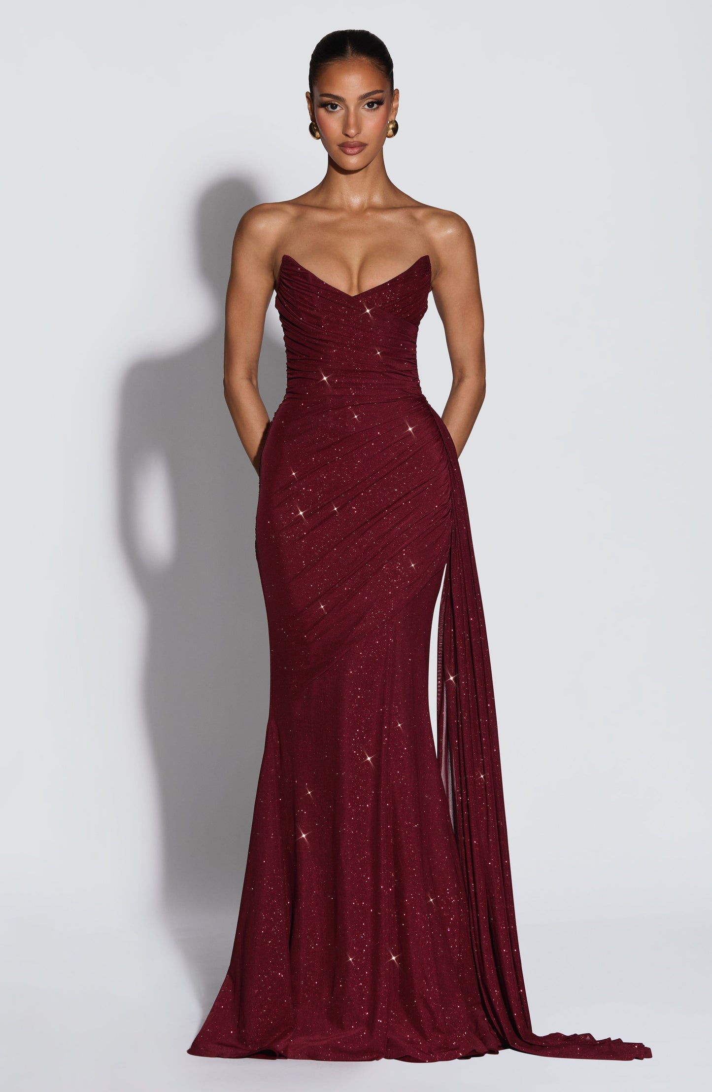 ASHIKA MAXI DRESS - WINE SPARKLE