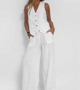AIRA™ - CONJUNTO ELEGANTE DE DOS PIEZAS CON CHALECO Y PANTALÓN DE PIERNA ANCHA