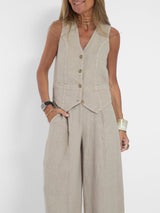 AIRA™ - CONJUNTO ELEGANTE DE DOS PIEZAS CON CHALECO Y PANTALÓN DE PIERNA ANCHA
