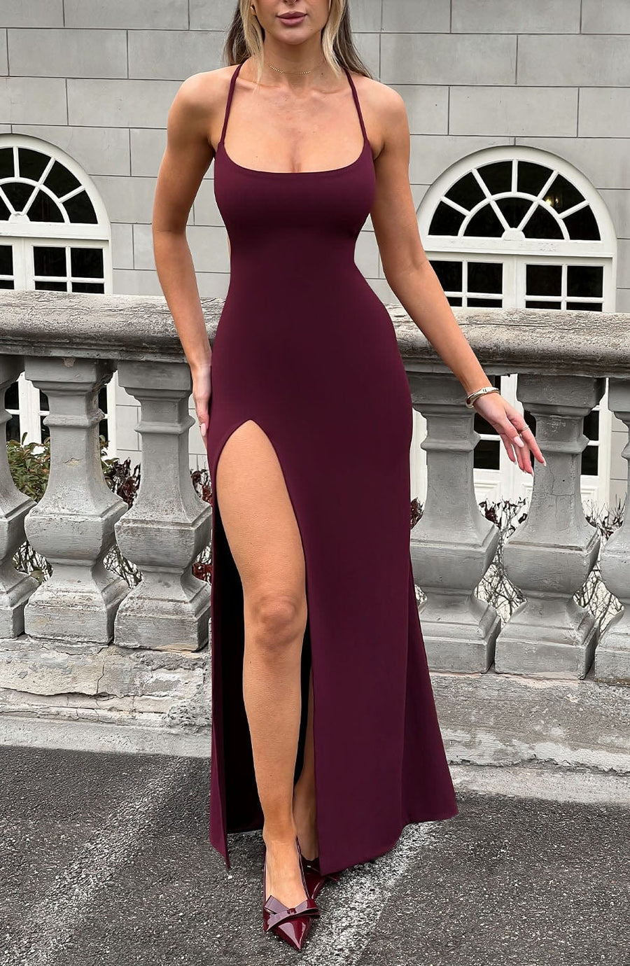 VESTIDO LARGO BEATRIX - LACA CEREZA