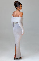 BEVERLEY KNIT MAXI DRESS - LIGHT GREY MARL