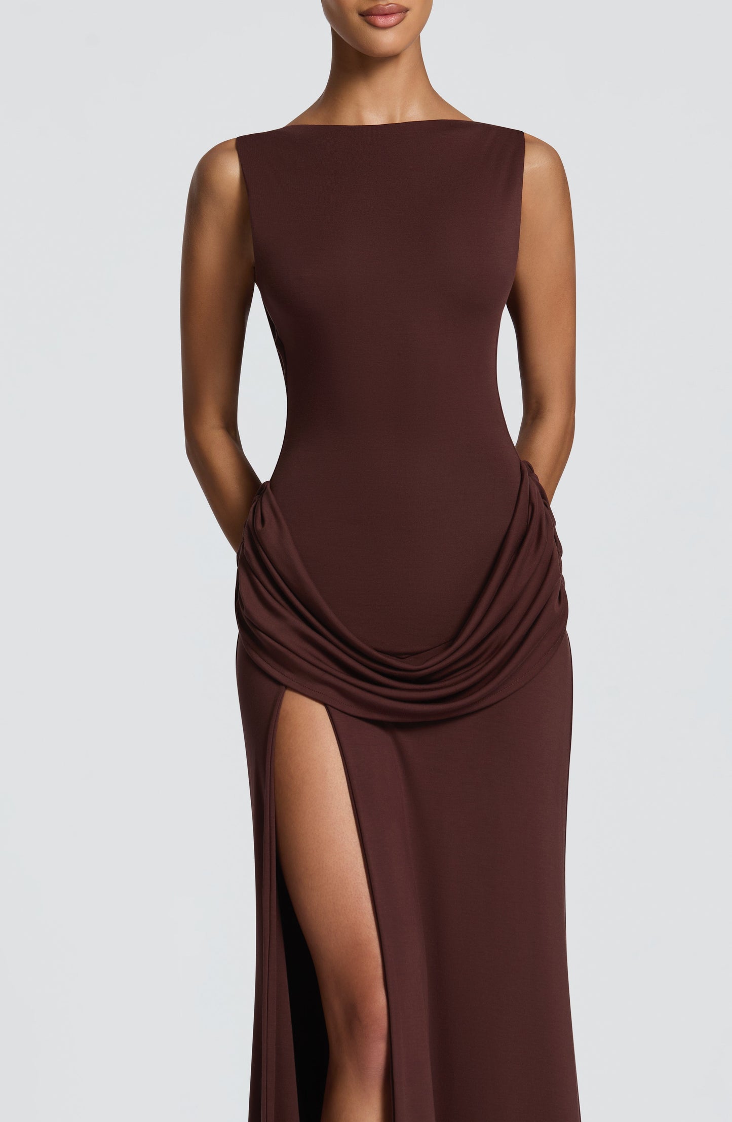 BRUNA MAXI DRESS - PLUM BROWN