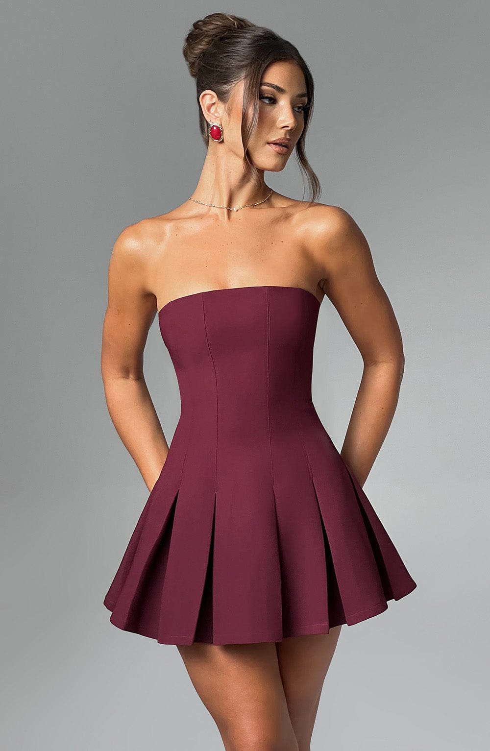 BRYONY MINI DRESS - CHERRY LACQUER