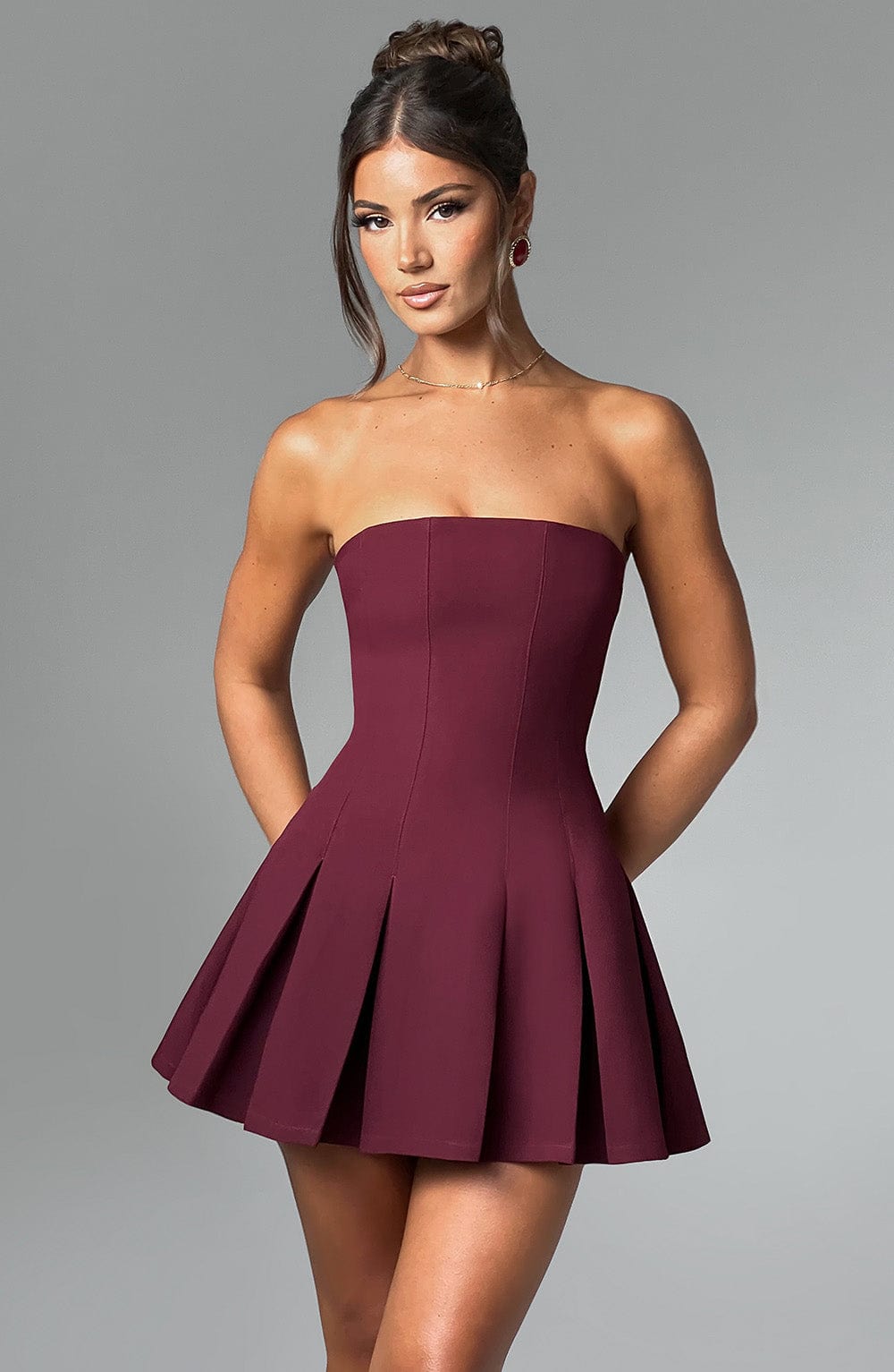 BRYONY MINI DRESS - CHERRY LACQUER