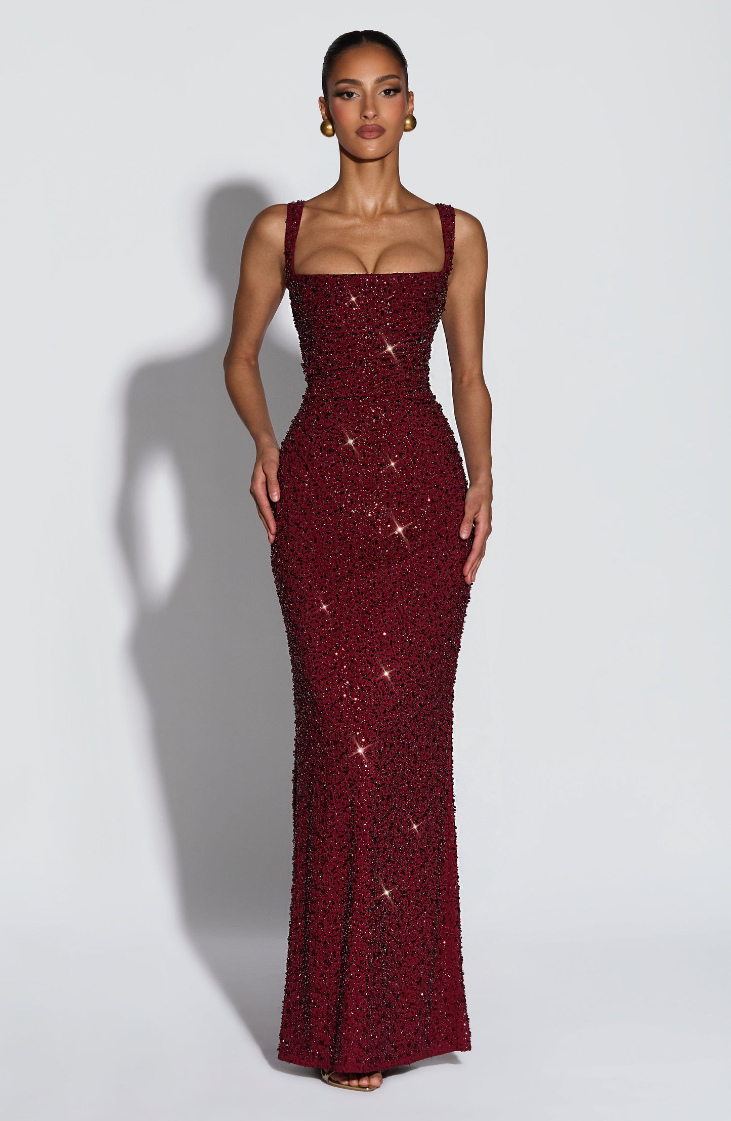 CALANTHE MAXI DRESS - BURGUNDY SPARKLE