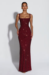 CALANTHE MAXI DRESS - BURGUNDY SPARKLE