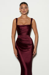 CALANTHE MAXI DRESS - CHERRY LACQUER
