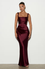 CALANTHE MAXI DRESS - CHERRY LACQUER