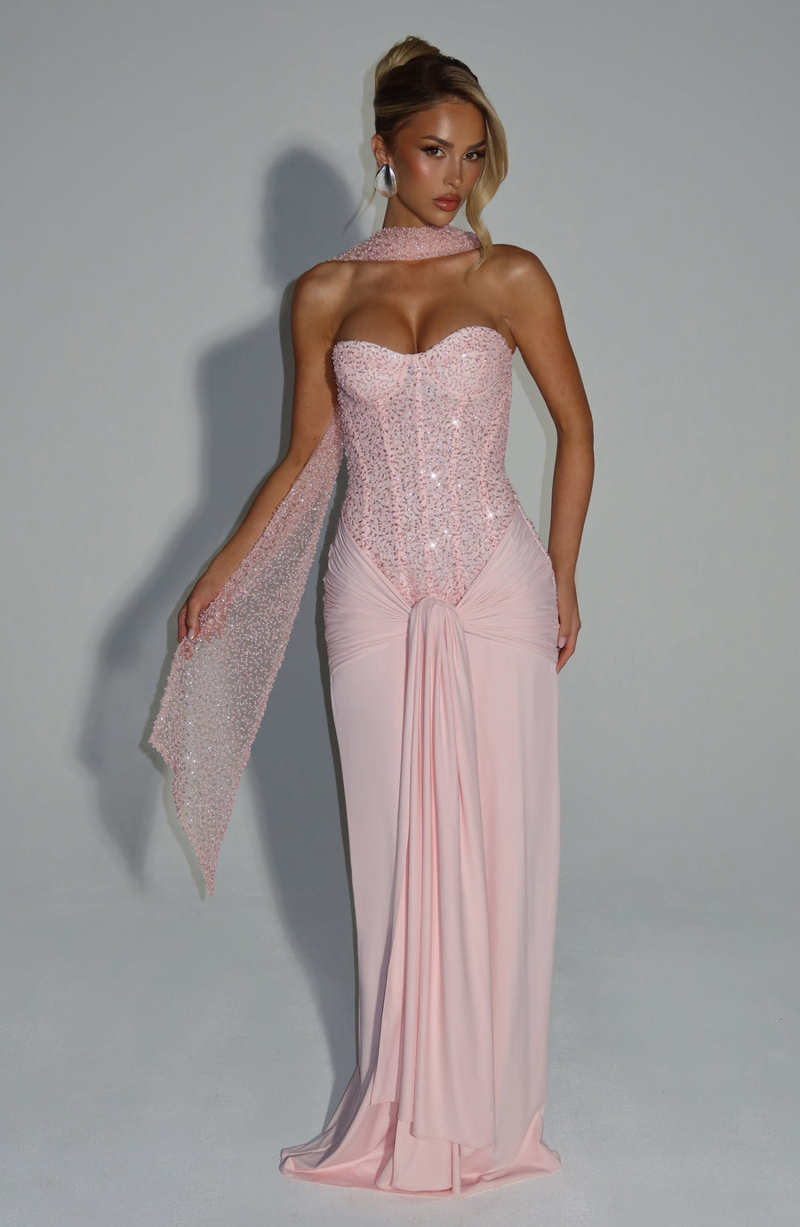 VESTIDO LARGO CARINA - ROSA PALO
