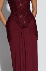 CARINA MAXI DRESS - BURGUNDY
