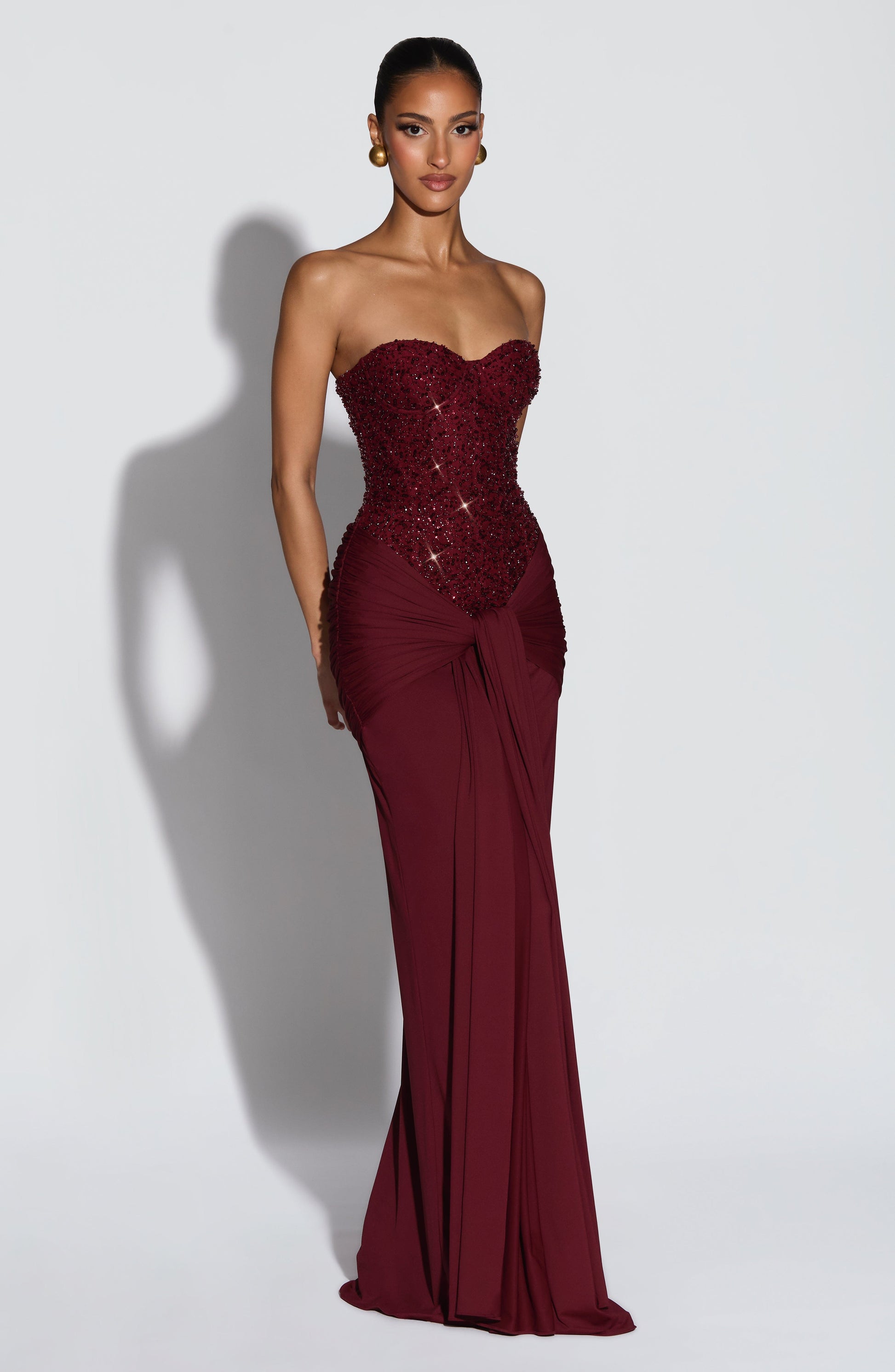 CARINA MAXI DRESS - BURGUNDY