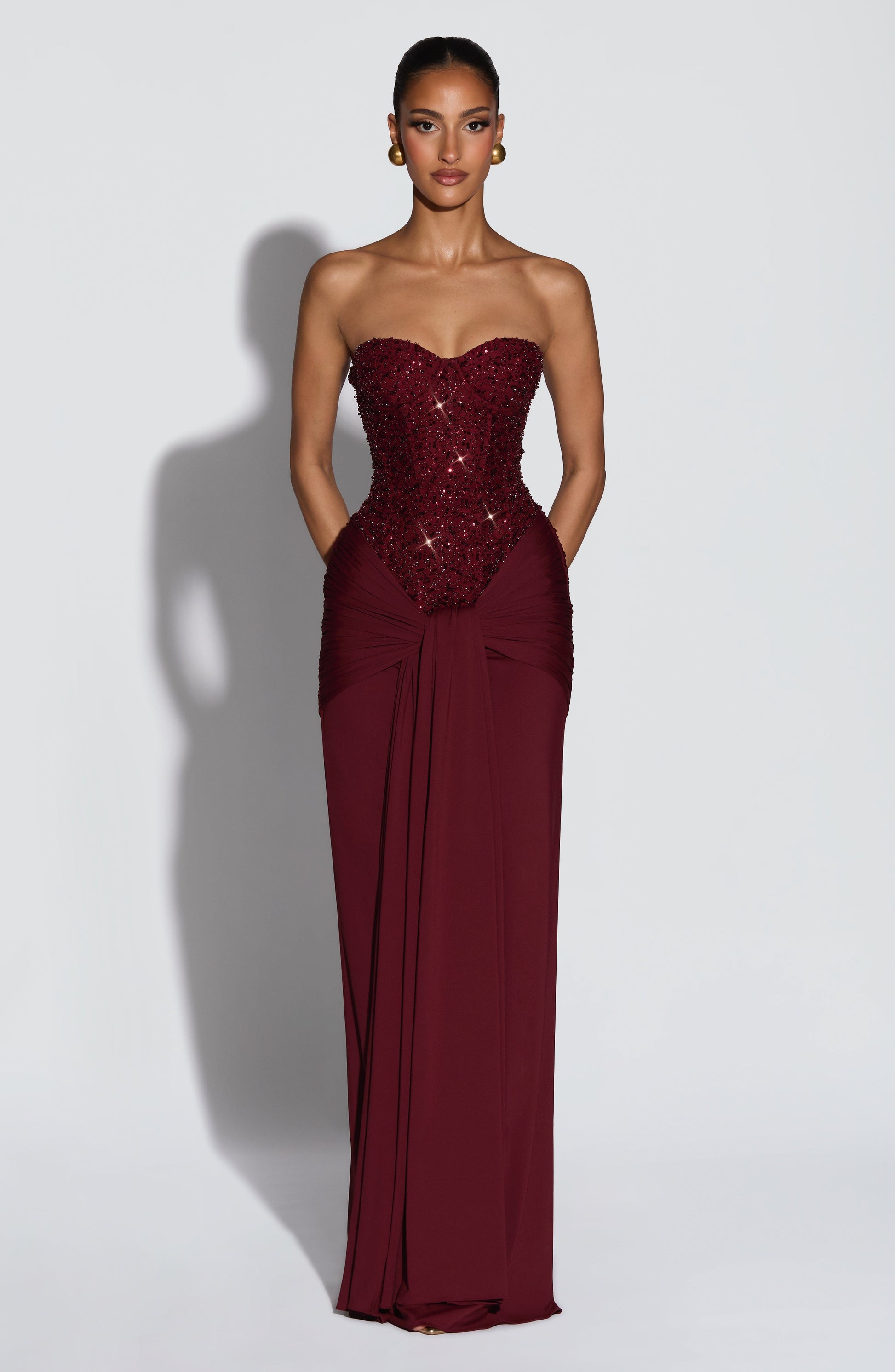 CARINA MAXI DRESS - BURGUNDY