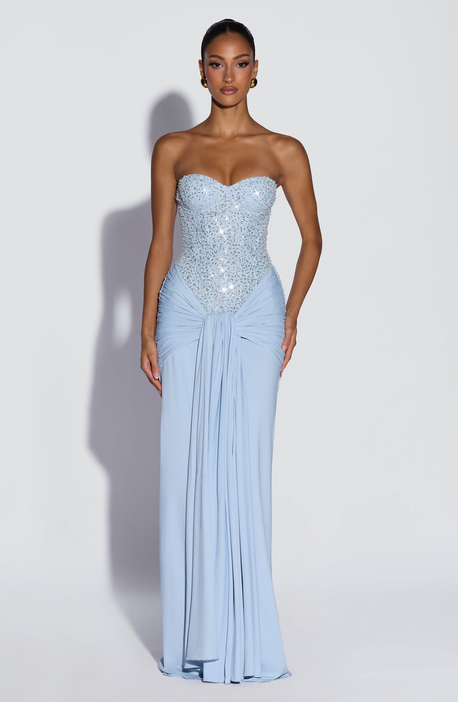 VESTIDO LARGO CARINA - AZUL GLACIAR