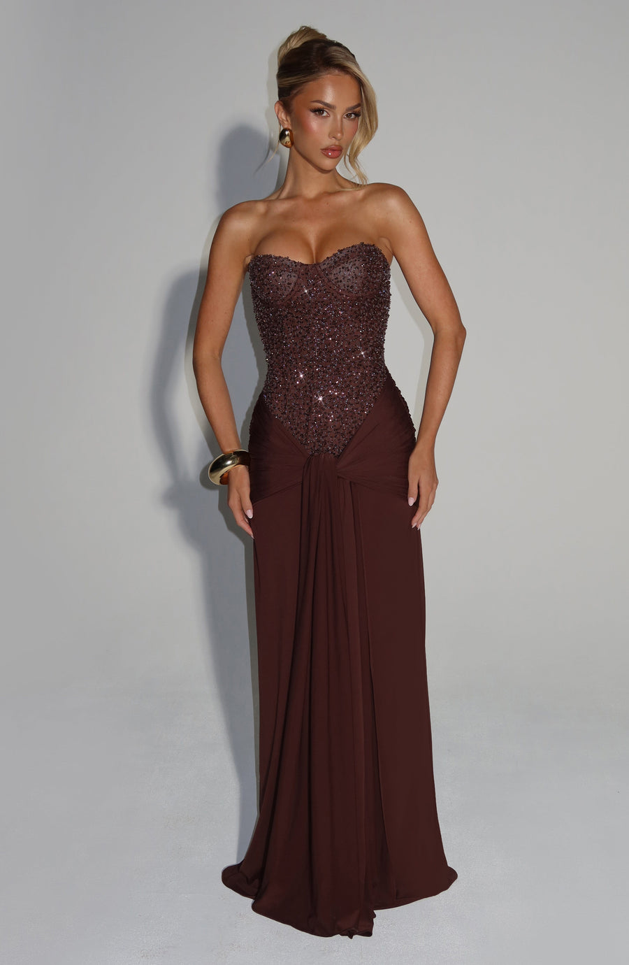 MAXIVESTIDO CARINA - MARRÓN CIRUELA