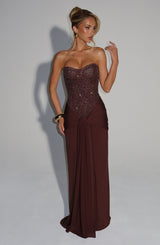 CARINA MAXI DRESS - PLUM BROWN