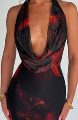 CHRISHELLE MAXI DRESS - FIRE PRINT