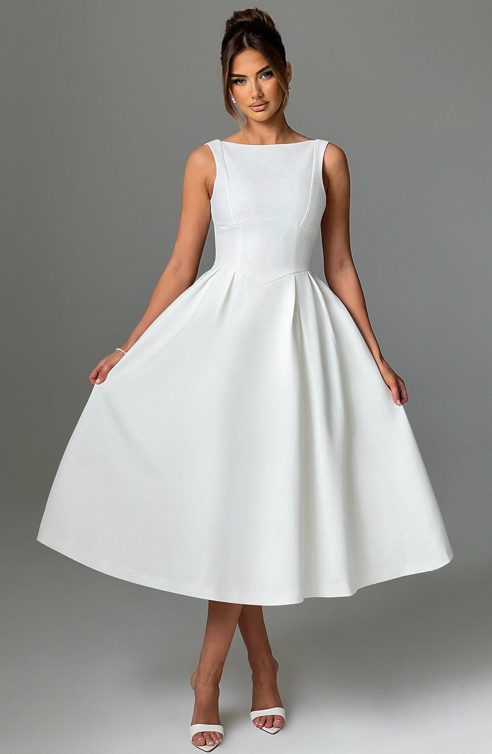 CLARABELLA MIDI DRESS - IVORY