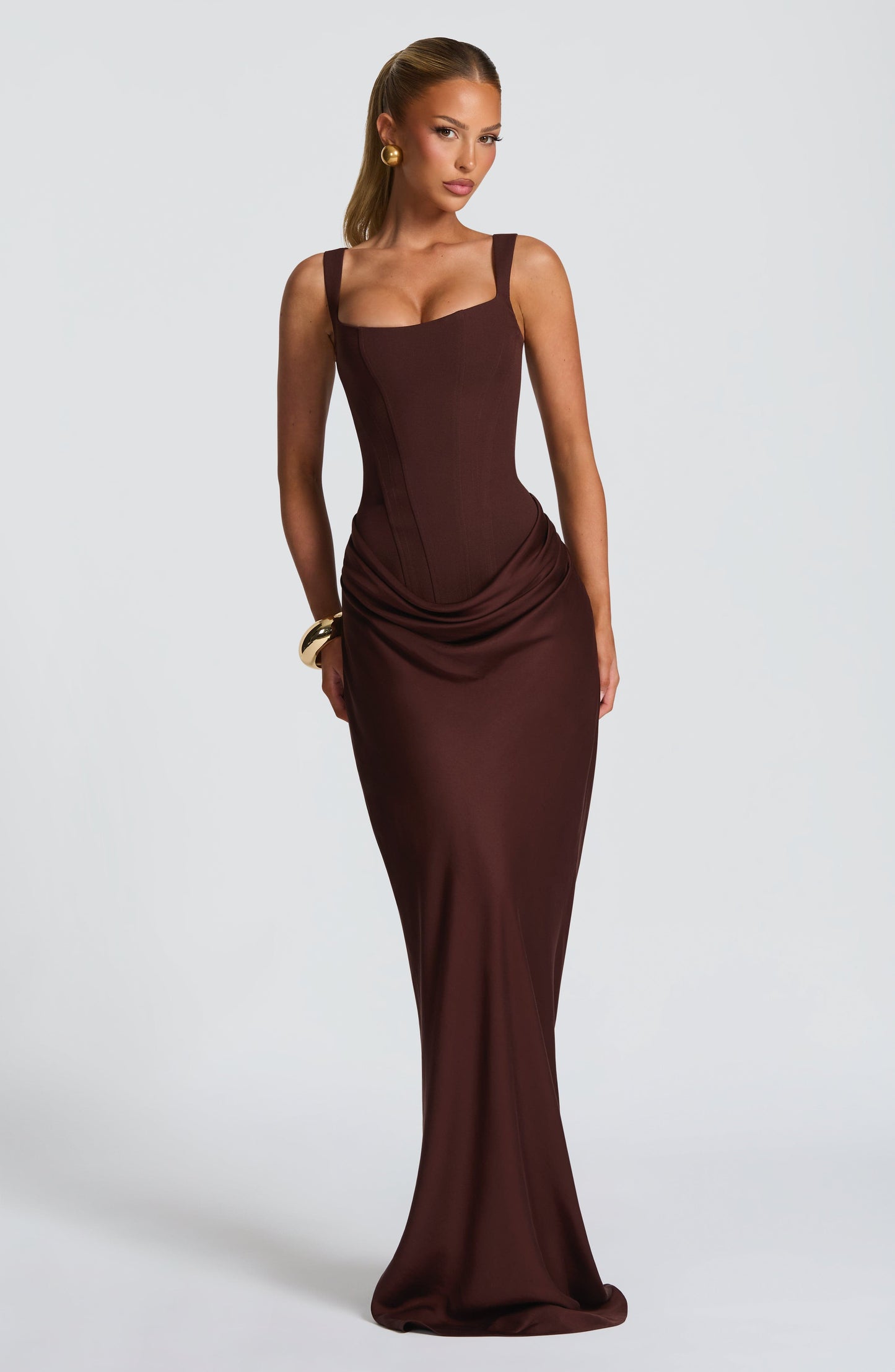 CORNELIA MAXI DRESS - PLUM BROWN