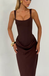 CORNELIA MAXI DRESS - PLUM BROWN