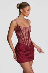 CORNELIA MINI DRESS - BURGUNDY LACE