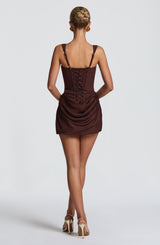 CORNELIA MINI DRESS - PLUM BROWN