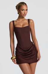 CORNELIA MINI DRESS - PLUM BROWN