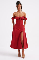 COURTNEY MIDI DRESS - RED