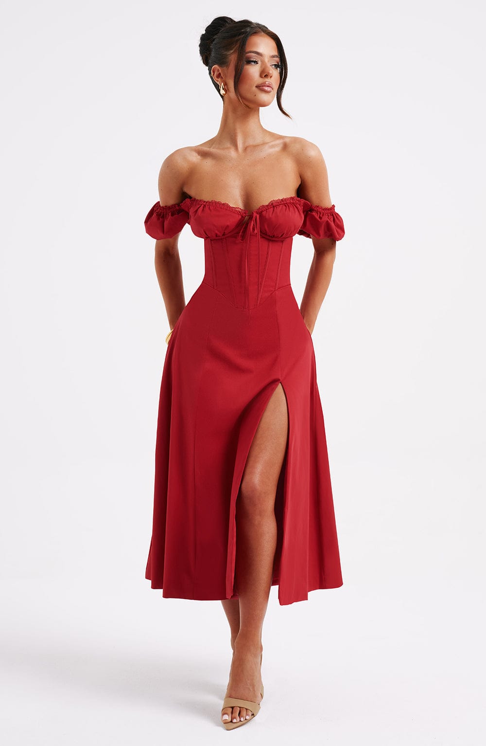 COURTNEY MIDI DRESS - RED