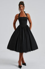 CRESSIDA MIDI DRESS - BLACK