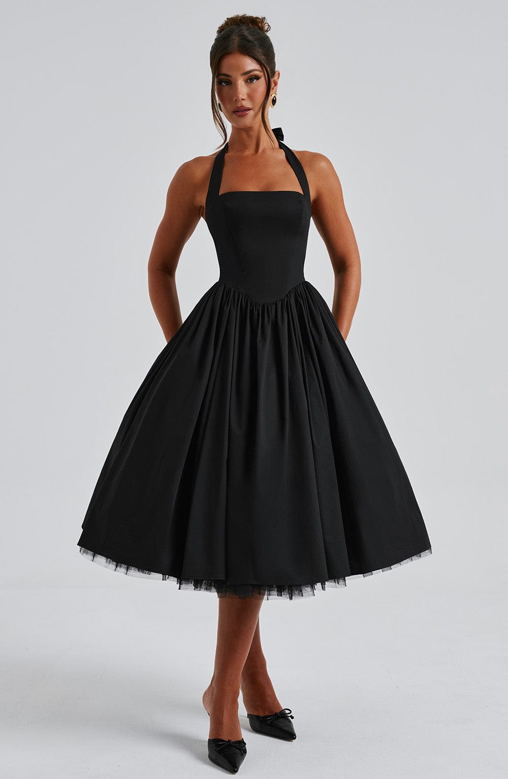 CRESSIDA MIDI DRESS - BLACK