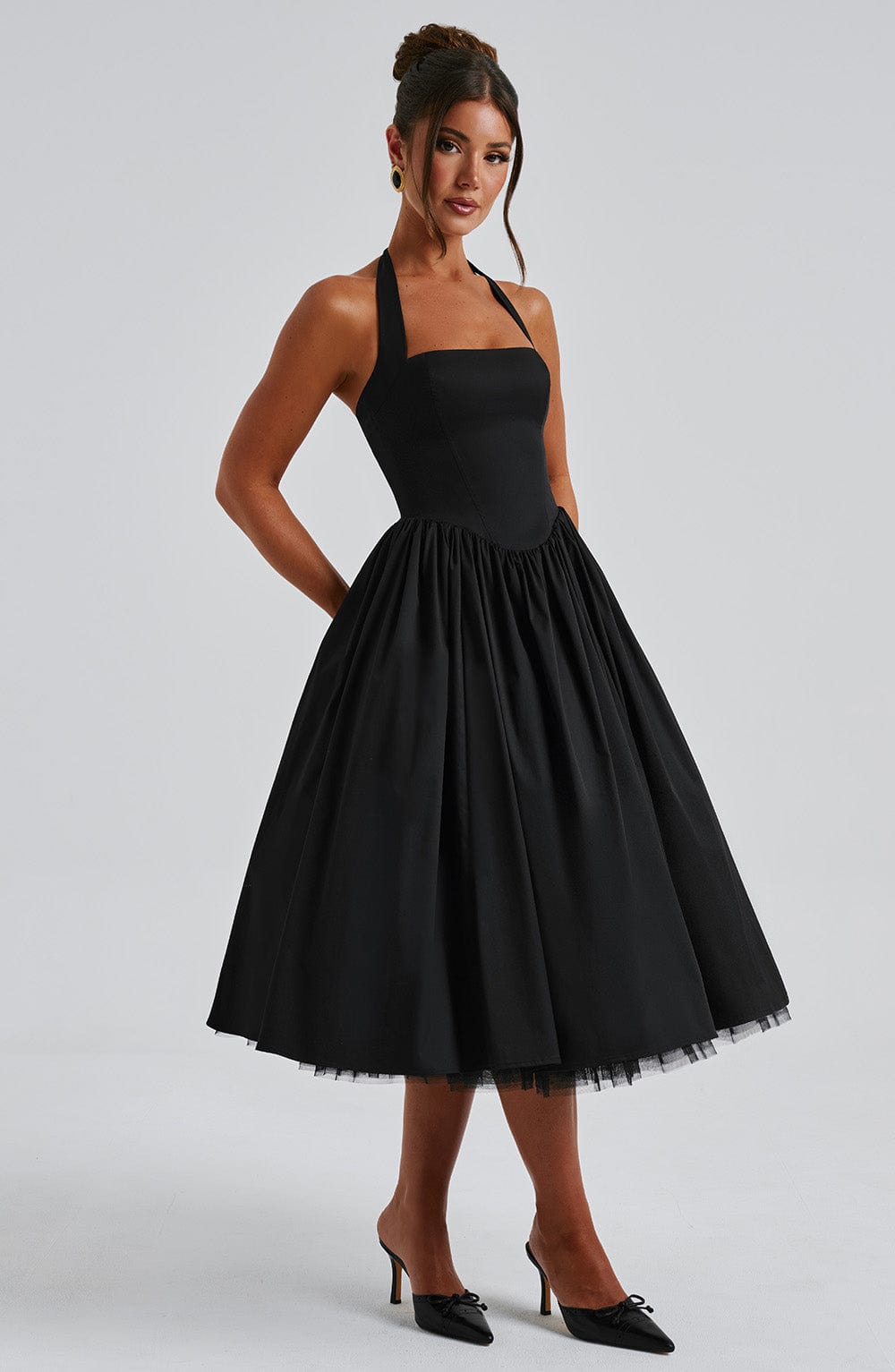 CRESSIDA MIDI DRESS - BLACK