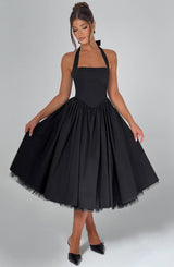 CRESSIDA MIDI DRESS - BLACK