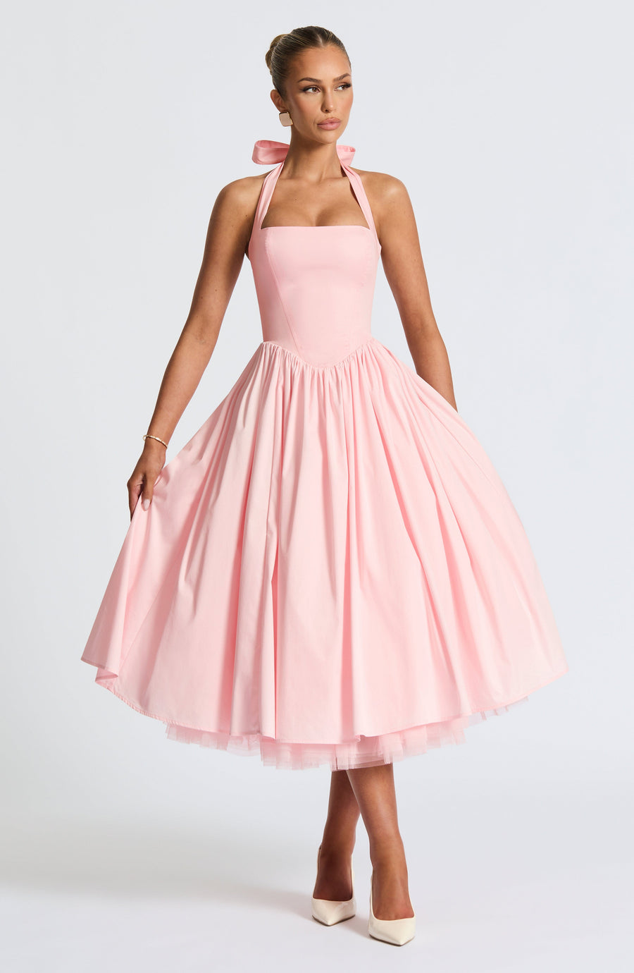 VESTIDO MIDI CRESSIDA - ROSA PASTEL