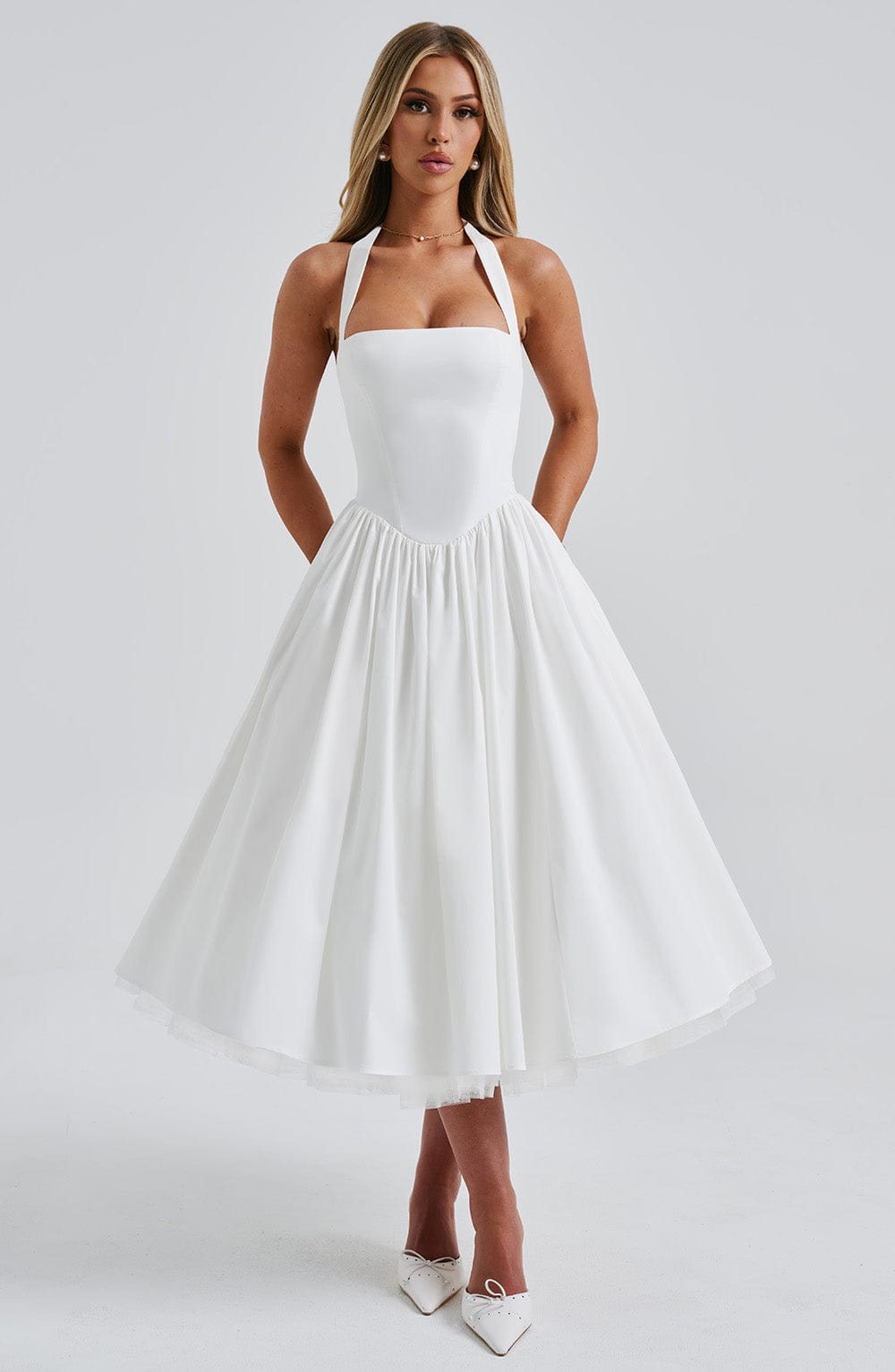 CRESSIDA MIDI DRESS - IVORY