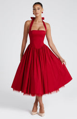 CRESSIDA MIDI DRESS - RED