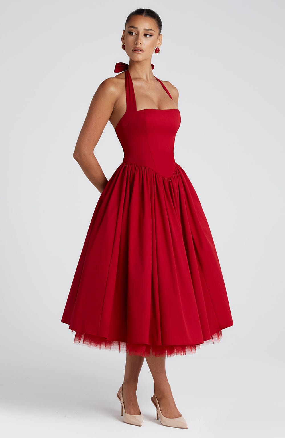 CRESSIDA MIDI DRESS - RED