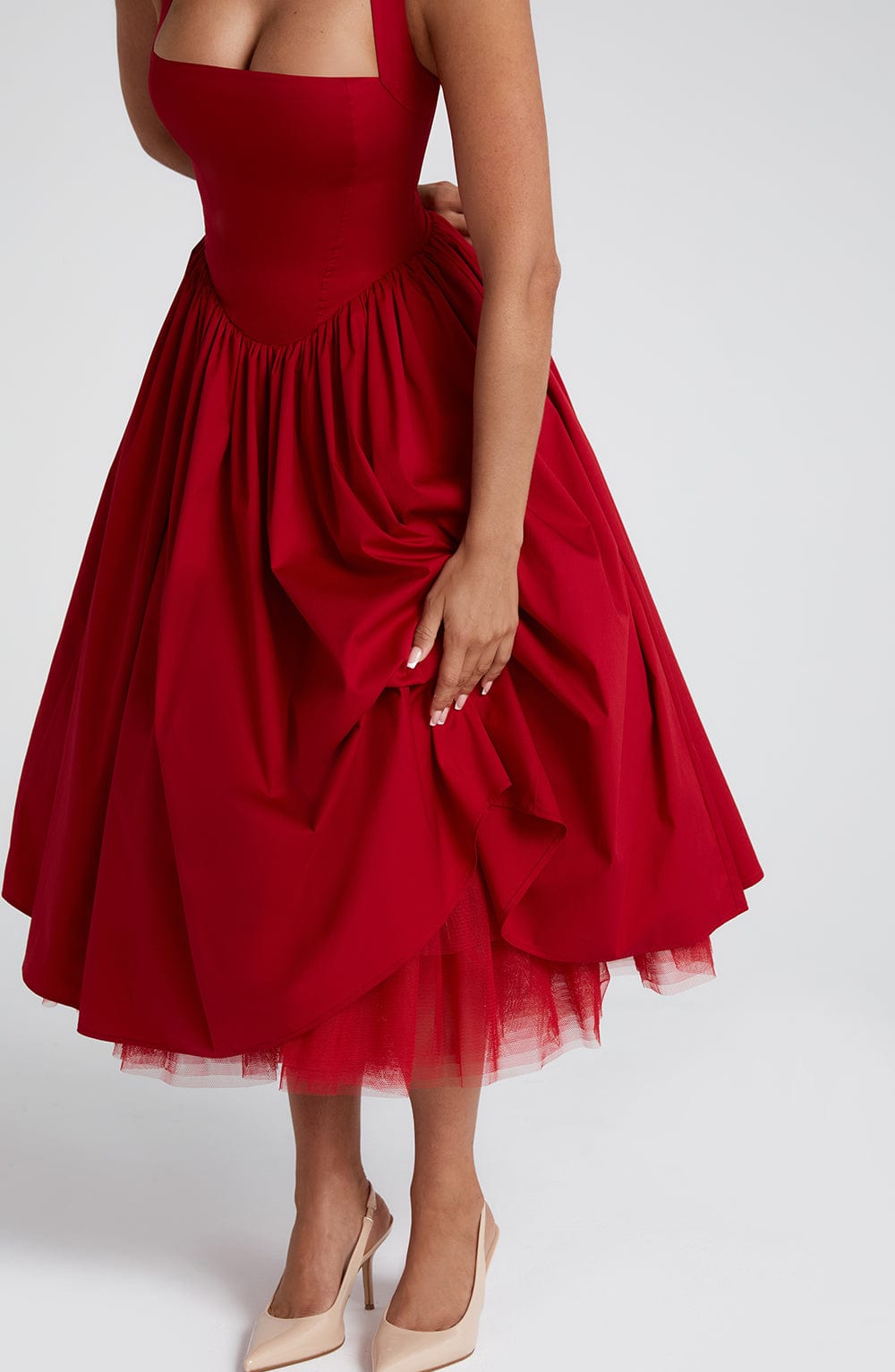CRESSIDA MIDI DRESS - RED
