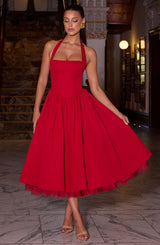 CRESSIDA MIDI DRESS - RED
