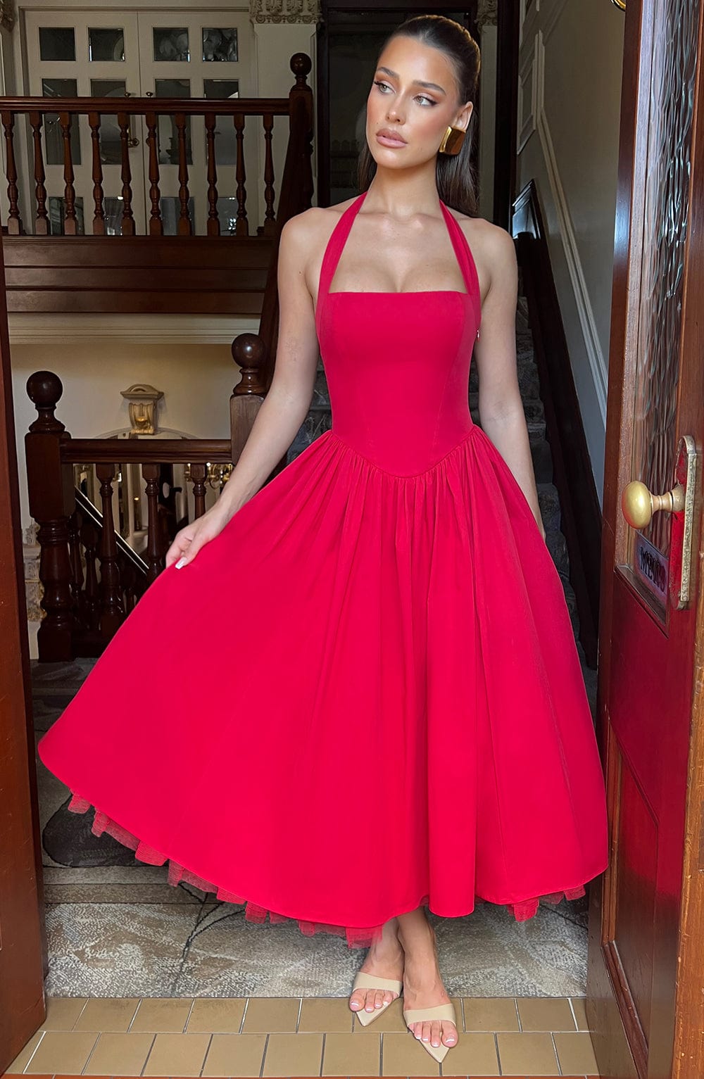 CRESSIDA MIDI DRESS - RED